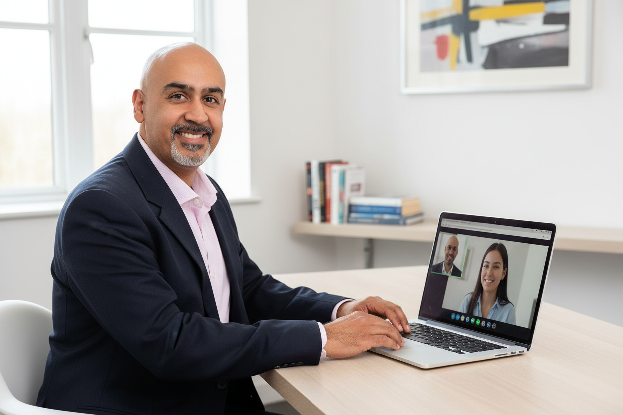 Omar doing a video consultation